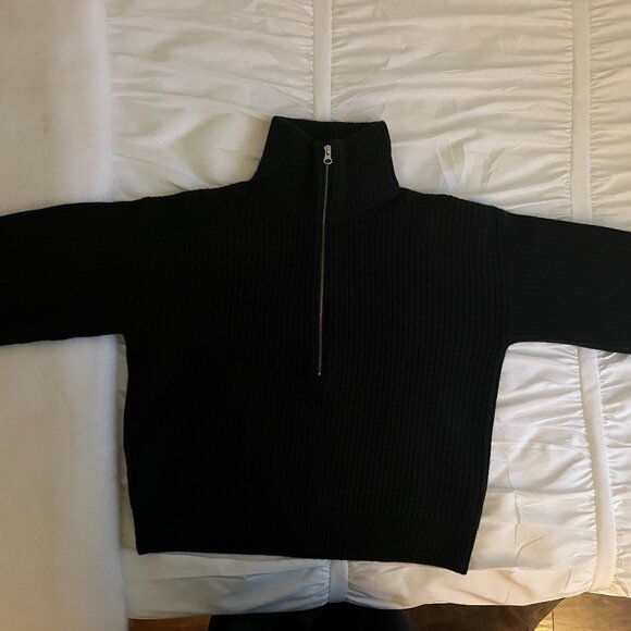 NWOT Everlane Womens Half-Zip Sweater Luxe Merino Small Black - Picture 8 of 12